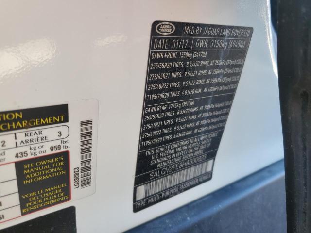 SALGV2FE8HA330823 - 2017 LAND ROVER RANGE ROVE AUTOBIOGRAPHY WHITE photo 14