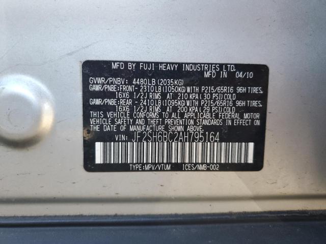 JF2SH6BC2AH795164 - 2010 SUBARU FORESTER XS Күміс фото 13