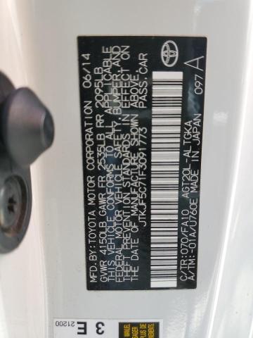 JTKJF5C71F3091773 - 2015 TOYOTA SCION TC WHITE photo 12