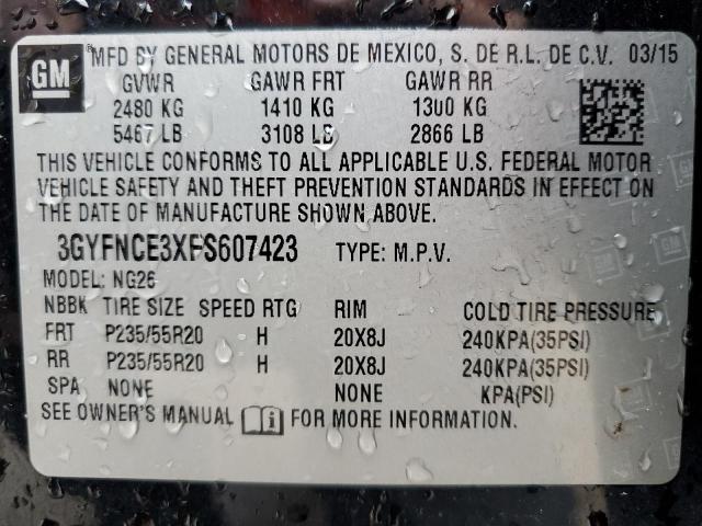 3GYFNCE3XFS607423 - 2015 CADILLAC SRX PERFORMANCE COLLECTION Қара фото 12