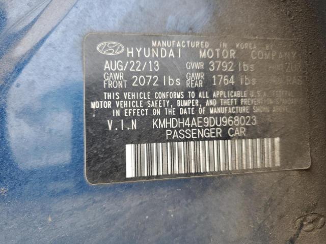 KMHDH4AE9DU968023 - 2013 HYUNDAI ELANTRA GLS BLUE photo 12