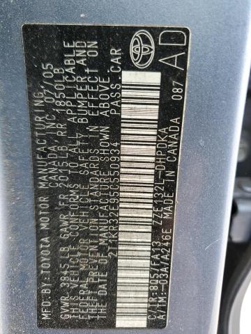 2T1KR32E95C550934 - 2005 TOYOTA COROLLA MA XR BLUE photo 12