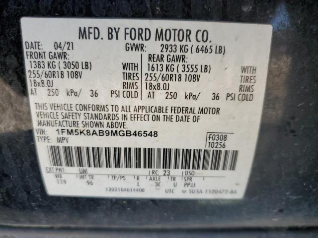 1FM5K8AB9MGB46548 - 2021 FORD EXPLORER POLICE INTERCEPTOR 黑色 照片 14