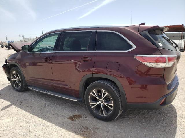 5TDKKRFH8GS156329 - 2016 TOYOTA HIGHLANDER XLE BURGUNDY photo 2