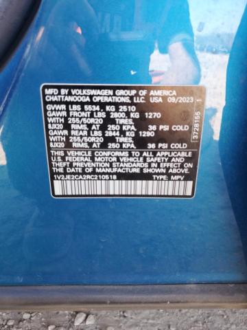 1V2JE2CA2RC210518 - 2024 VOLKSWAGEN ATLAS CROS SE BLUE photo 13