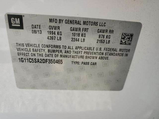 1G11C5SA2DF350465 - 2013 CHEVROLET MALIBU 1LT WHITE photo 13