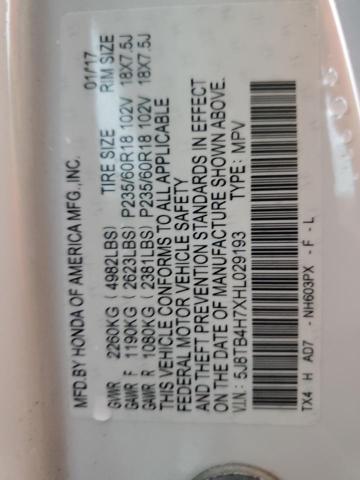 5J8TB4H7XHL029193 - 2017 ACURA RDX ADVANCE WHITE photo 14