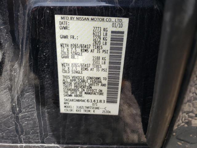 5N1AR1NB4AC614183 - 2010 NISSAN PATHFINDER S 黑色 照片 13