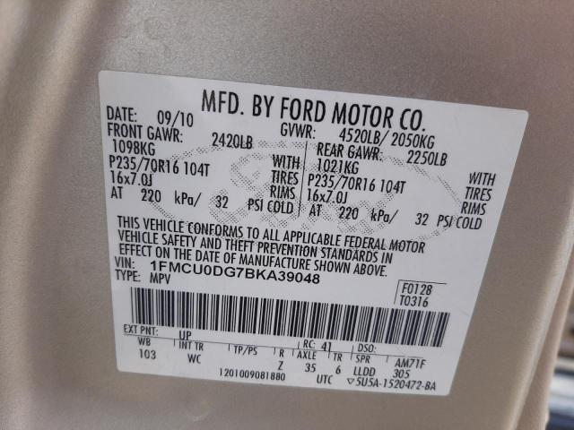 1FMCU0DG7BKA39048 - 2011 FORD ESCAPE XLT GOLD photo 12