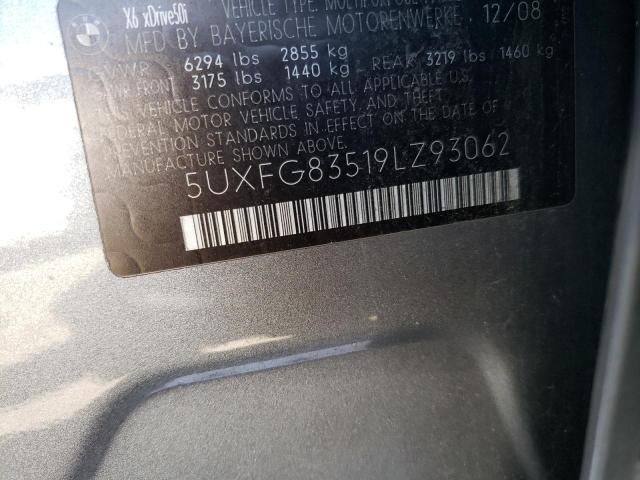 5UXFG83519LZ93062 - 2009 BMW X6 GRAY photo 13