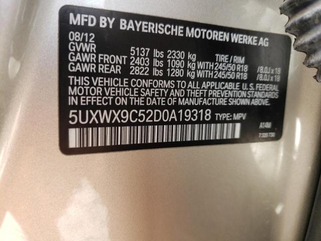 5UXWX9C52D0A19318 - 2013 BMW X3 XDRIVE28I GOLD photo 13