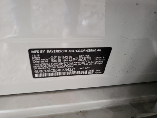 5UXCR6C55KLK84321 - 2019 BMW X5 XDRIVE40I WHITE photo 13
