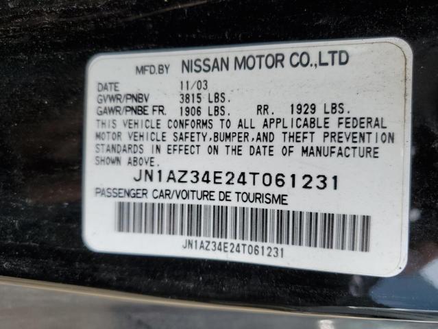 JN1AZ34E24T061231 - 2004 NISSAN 350Z COUPE BLACK photo 12