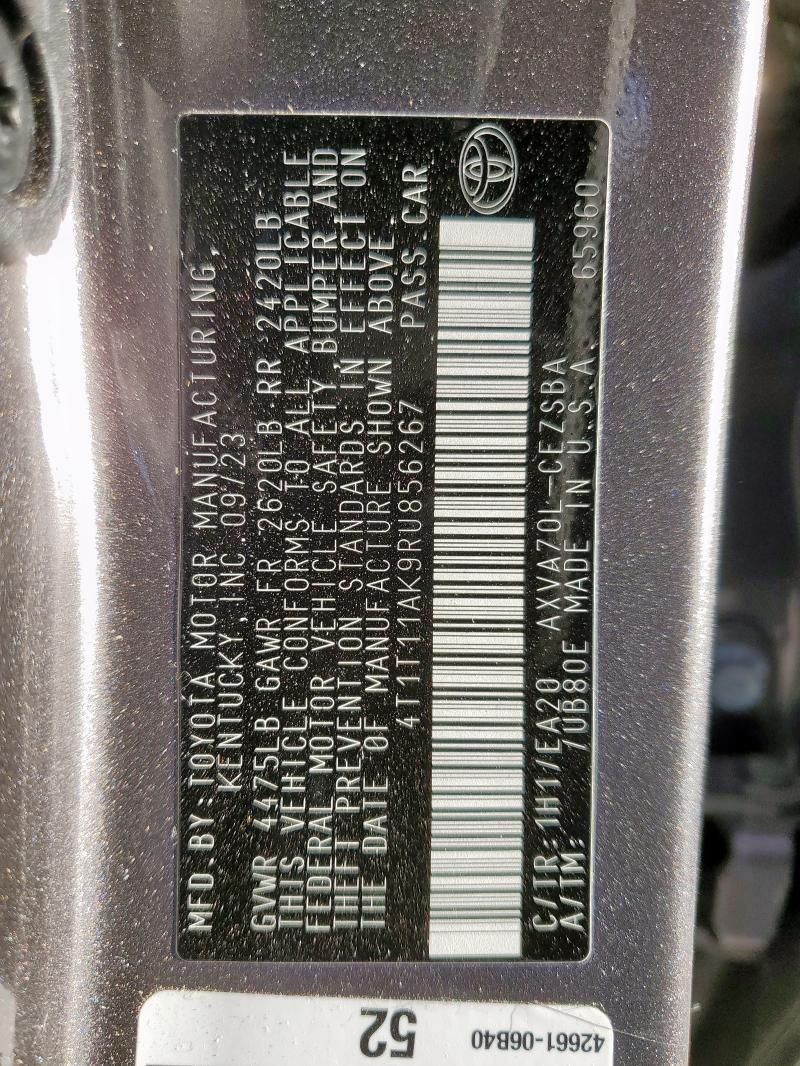 4T1T11AK9RU856267 - 2024 TOYOTA CAMRY SE NIGHT SHADE CHARCOAL photo 12