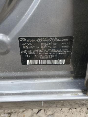 5NPDH4AE4CH083841 - 2012 HYUNDAI ELANTRA GLS GRAY photo 12