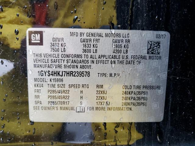 1GYS4HKJ7HR239578 - 2017 CADILLAC ESCALADE ESV LUXURY BLACK photo 14