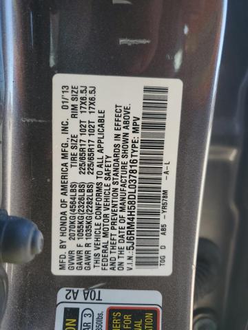 5J6RM4H58DL037816 - 2013 HONDA CR-V EX GRAY photo 13