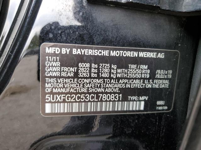 5UXFG2C53CL780831 - 2012 BMW X6 XDRIVE35I BLACK photo 13