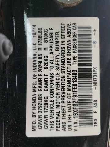 19XFB2F91FE013409 - 2015 HONDA CIVIC EXL 黑色 照片 12