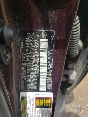 4T1BK3DB2CU442951 - 2012 TOYOTA AVALON BASE BURGUNDY photo 12