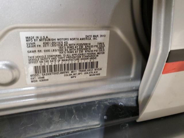 4A4AR5AU2DE017103 - 2013 MITSUBISHI OUTLANDER LE SILVER photo 12