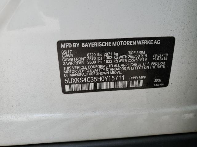 5UXKS4C35H0Y15711 - 2017 BMW X5 XDRIVE35D Ağ foto 12