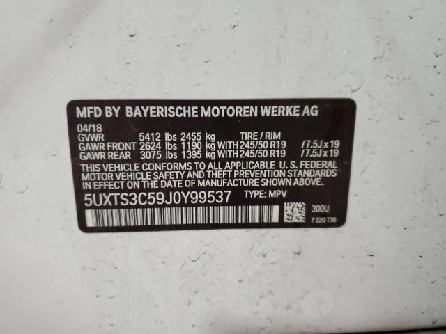 5UXTS3C59J0Y99537 - 2018 BMW X3 XDRIVEM40I თეთრი ფოტო 13