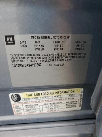 1G1ZK57BX94197862 - 2009 CHEVROLET MALIBU LTZ GRAY photo 12