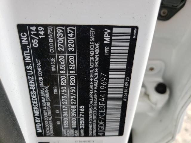 4JGDF7CE3EA419697 - 2014 MERCEDES-BENZ GL 450 4MATIC WHITE photo 13