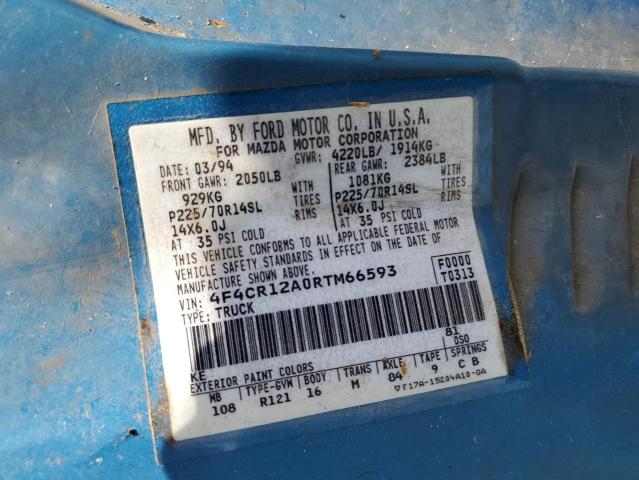 4F4CR12A0RTM66593 - 1994 MAZDA B2300 BLUE photo 12