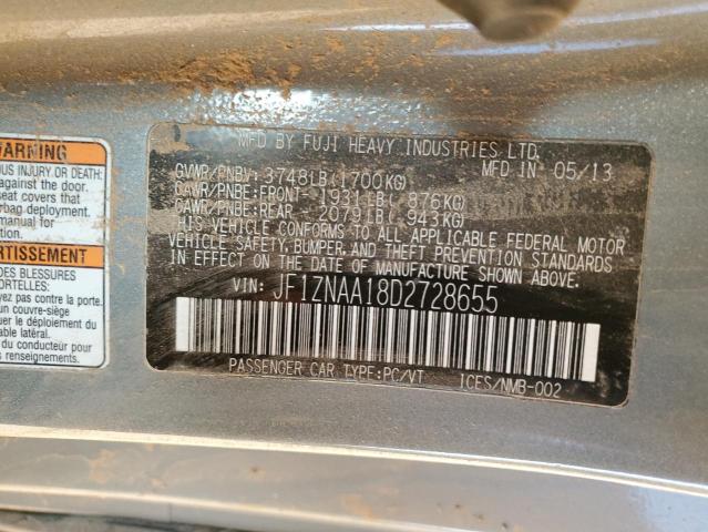 JF1ZNAA18D2728655 - 2013 TOYOTA SCION FR-S GRAY photo 12