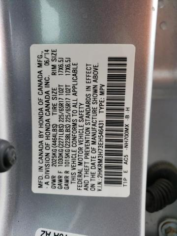 2HKRM3H73EH546431 - 2014 HONDA CR-V EXL SILVER photo 13