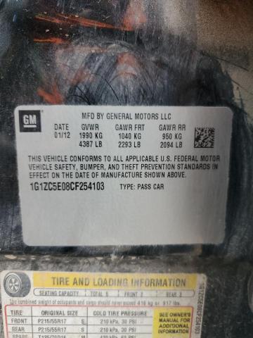 1G1ZC5E08CF254103 - 2012 CHEVROLET MALIBU 1LT 黑色 照片 12