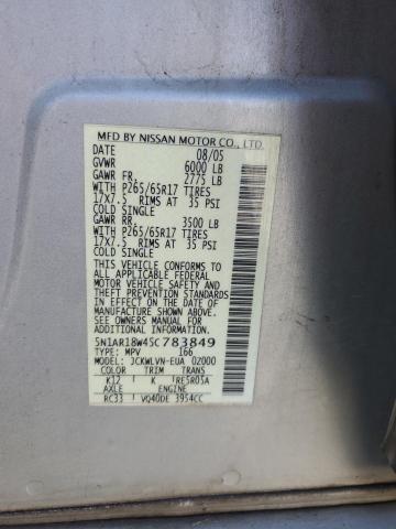 5N1AR18W45C783849 - 2005 NISSAN PATHFINDER LE 银色 照片 13