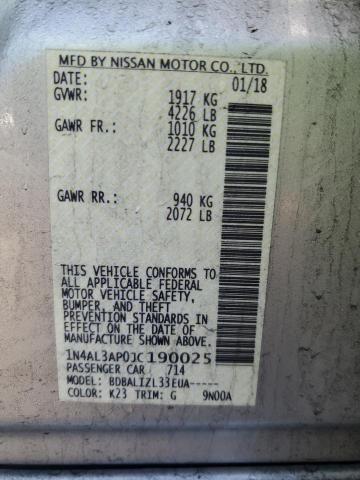 1N4AL3AP0JC190025 - 2018 NISSAN ALTIMA 2.5 Plata foto 13