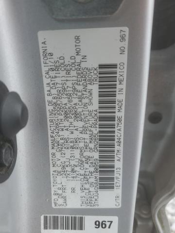 3TMJU4GN8AM100959 - 2010 TOYOTA TACOMA DOUBLE CAB PRERUNNER SILVER photo 12