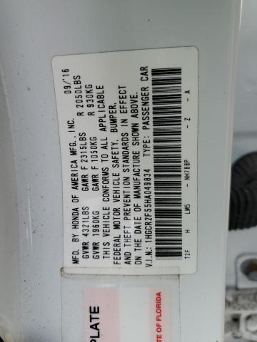 1HGCR2F55HA049834 - 2017 HONDA ACCORD SPORT WHITE photo 12