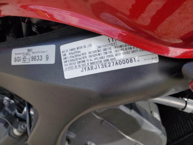 JYARJ13E27A000812 - 2007 YAMAHA FZ6 SHG RED photo 9