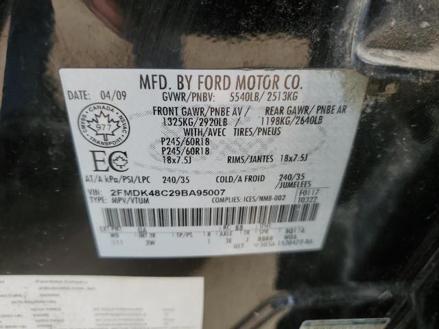 2FMDK48C29BA95007 - 2009 FORD EDGE SEL BLACK photo 12