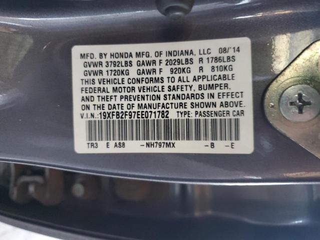 19XFB2F97EE071782 - 2014 HONDA CIVIC EXL GRAY photo 13