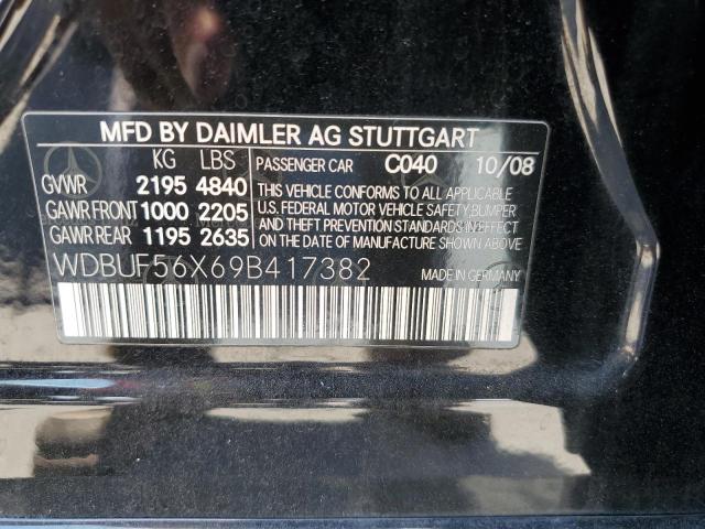 WDBUF56X69B417382 - 2009 MERCEDES-BENZ E-CLASS 350 BLACK photo 12