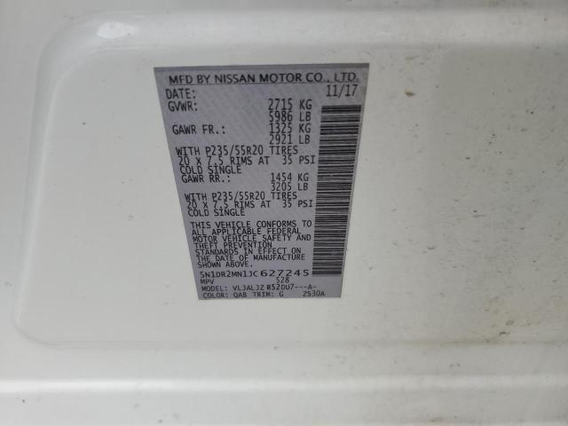 5N1DR2MN1JC627245 - 2018 NISSAN PATHFINDER S 白色 照片 13