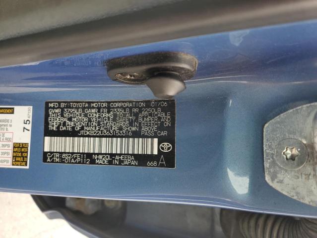 JTDKB22U363153316 - 2006 TOYOTA PRIUS BLUE photo 12