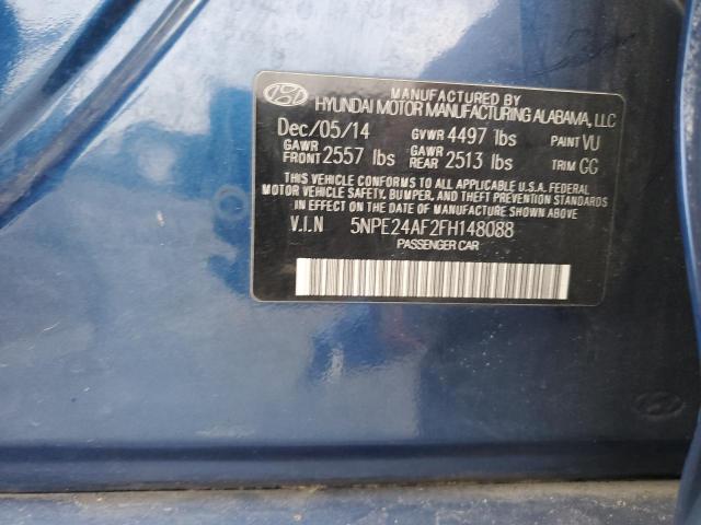 5NPE24AF2FH148088 - 2015 HYUNDAI SONATA SE BLUE photo 11