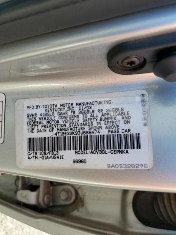 4T1BE32K93U689474 - 2003 TOYOTA CAMRY LE SILVER photo 13