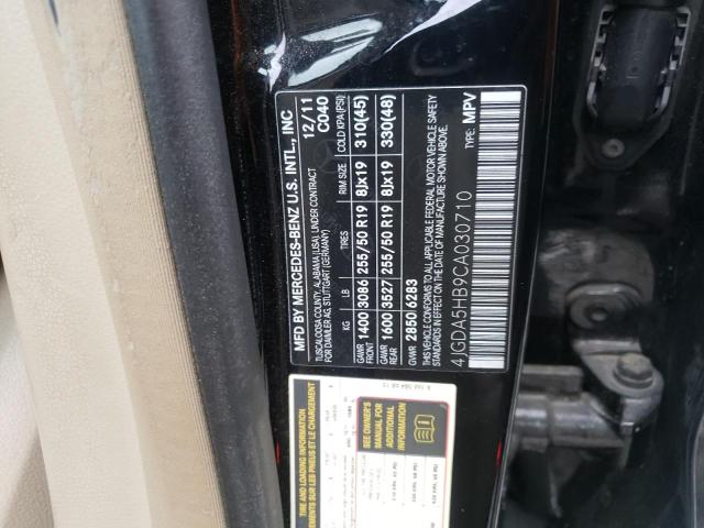 4JGDA5HB9CA030710 - 2012 MERCEDES-BENZ ML 350 4MATIC BLACK photo 14