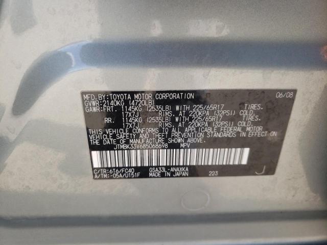 JTMBK33V685068698 - 2008 TOYOTA RAV4 SILVER photo 12