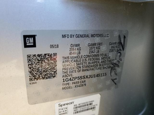 1G4ZP5SSXJU145115 - 2018 BUICK LACROSSE ESSENCE ვერცხლისფერი ფოტო 12