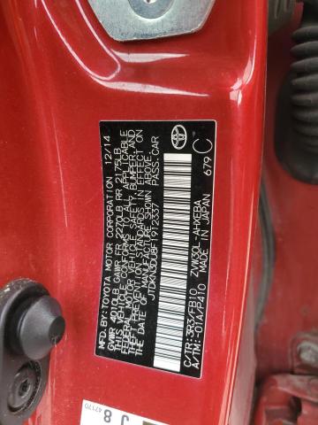 JTDKN3DU8F1912337 - 2015 TOYOTA PRIUS 红色 照片 12