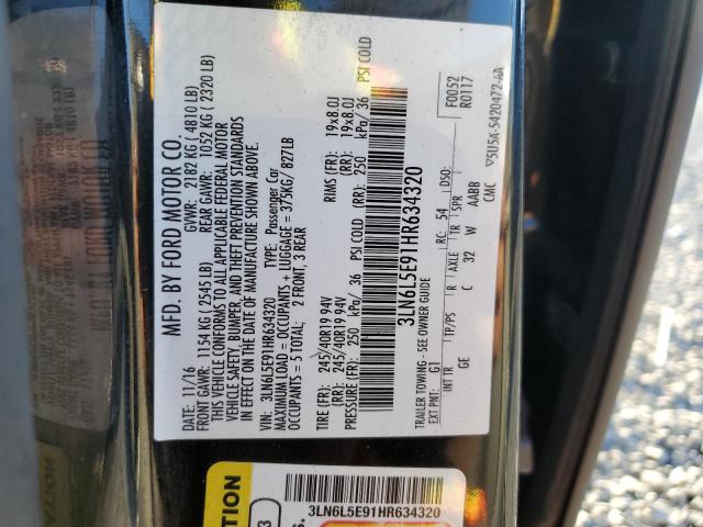 3LN6L5E91HR634320 - 2017 LINCOLN MKZ RESERVE BLACK photo 13